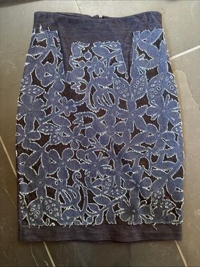 Blue Floral Pencil Skirt